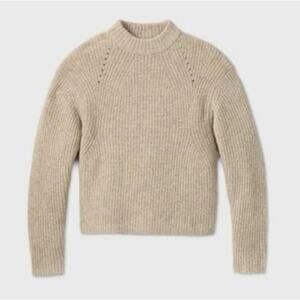 Prologue Women’s Mock Shaker Pullover Sweater Size M | Super Soft Knit Beige Top